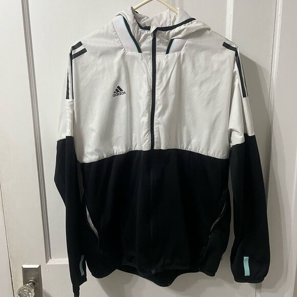 Adidas Black and White Windbreaker Jacket - Picture 1 of 5